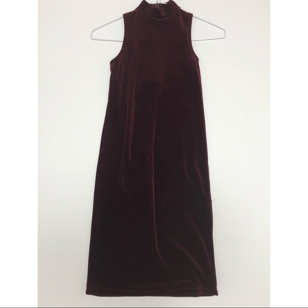 Girls burgundy velvet dress